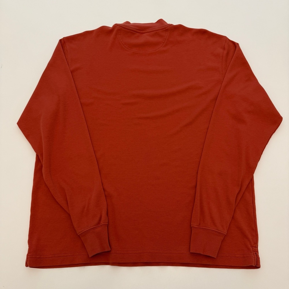 Bullock & Jones Mock Neck‎ Rust Orange 100% Pima Cotton LS T-Shirt Mens Large